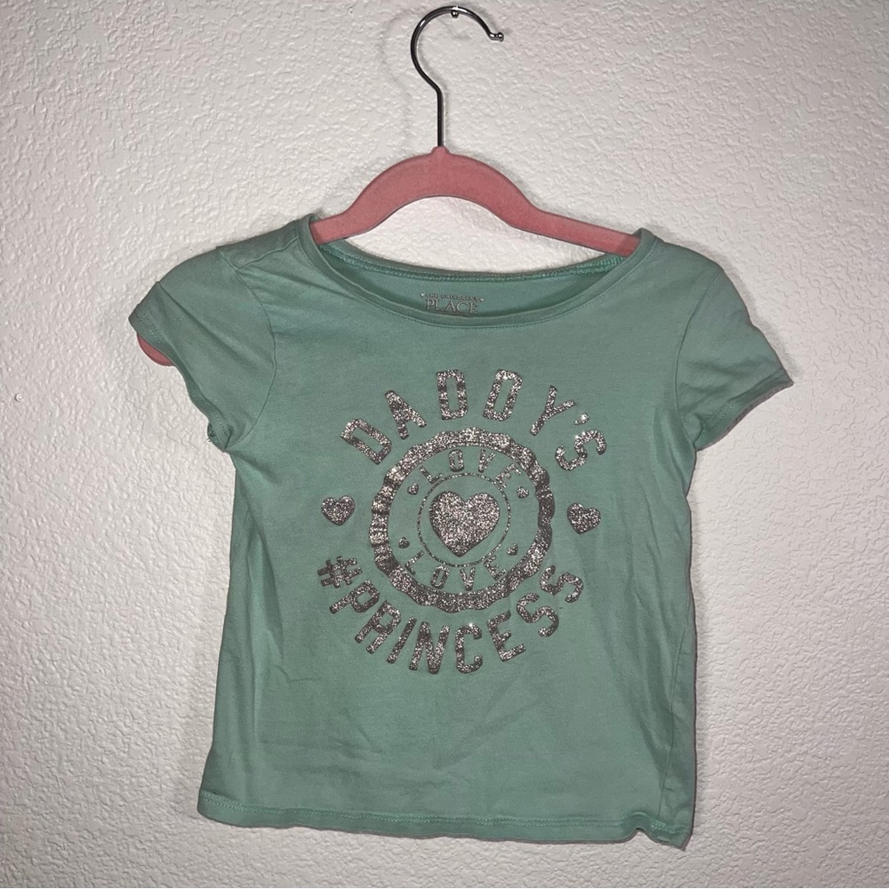 Teal Blue Toddler Girls Childrens Place Size 4T Daddy’s Princess Love Shirt